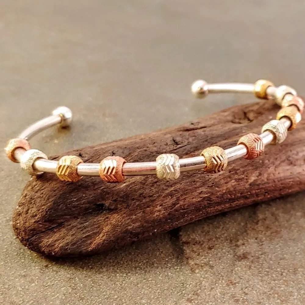 Sterling Silver Unisex Cuff Copper Brass Accents